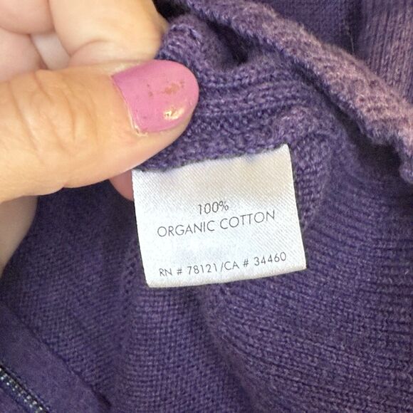 Eileen Fisher Women’s M Sweater Zip Up Purple Long Sleeve Organic Cotton Top - Picture 5 of 9